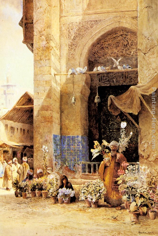 The Flower Market, Damascus painting - Charles Robertson The Flower Market, Damascus art painting